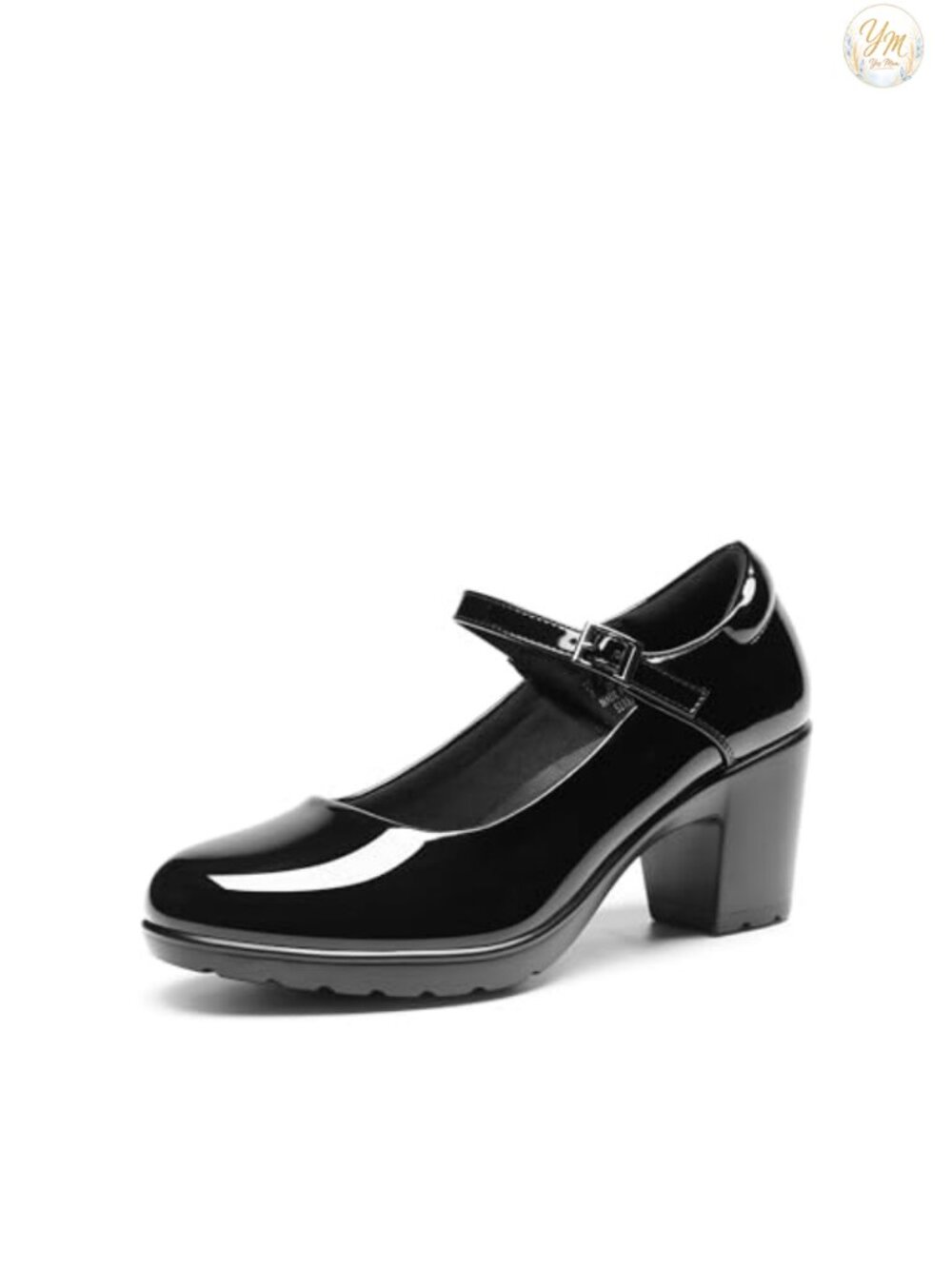 Mary Jane Heels Arch Support Block Heel Faux Leather Buckle Pump